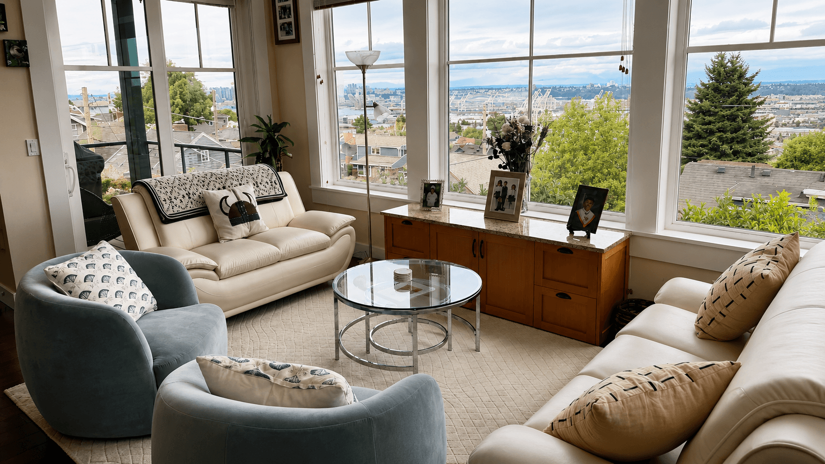 A light-filled living room after cleaning and careful resetting