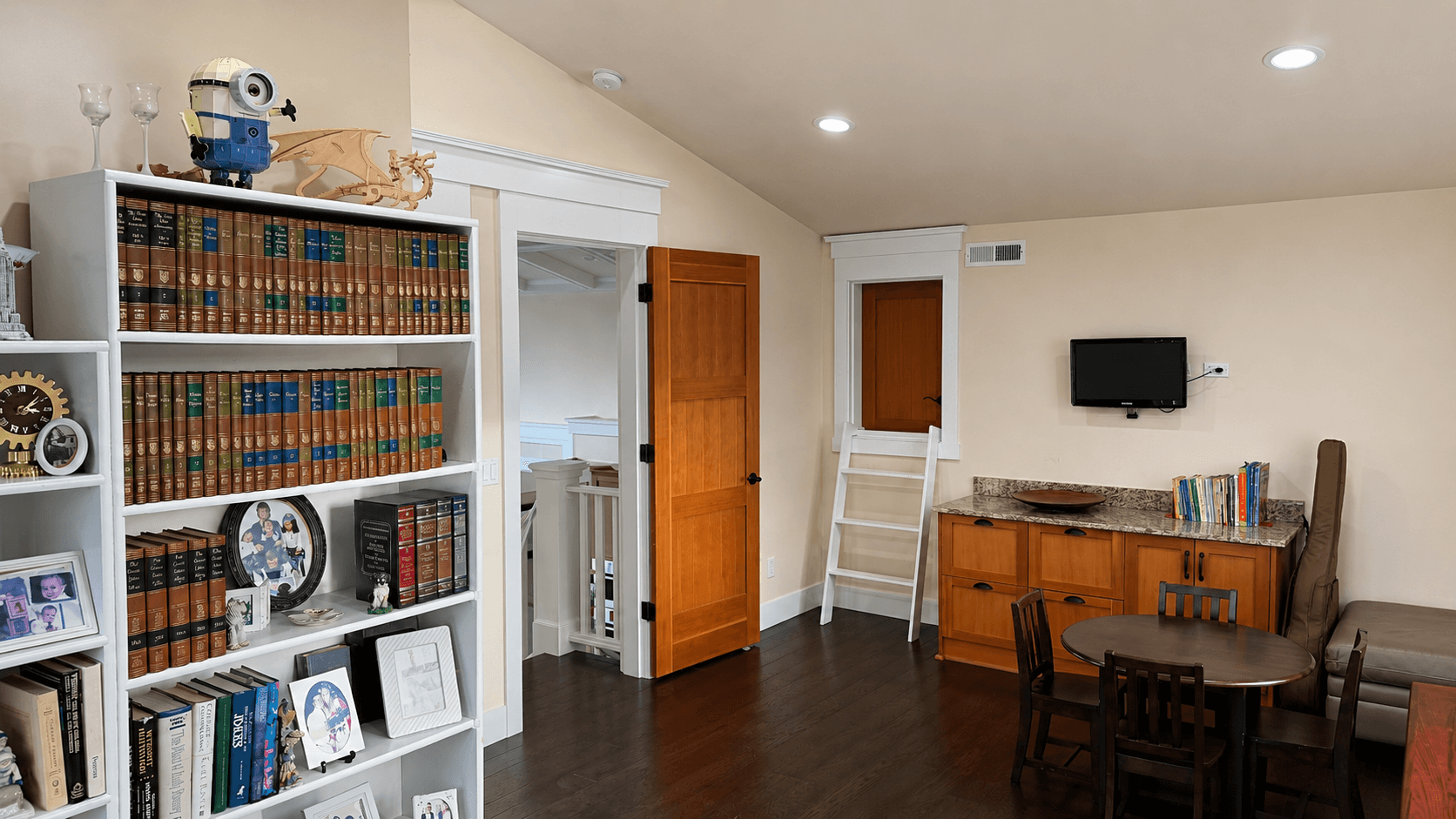 An upstairs den after cleaning and resetting the space